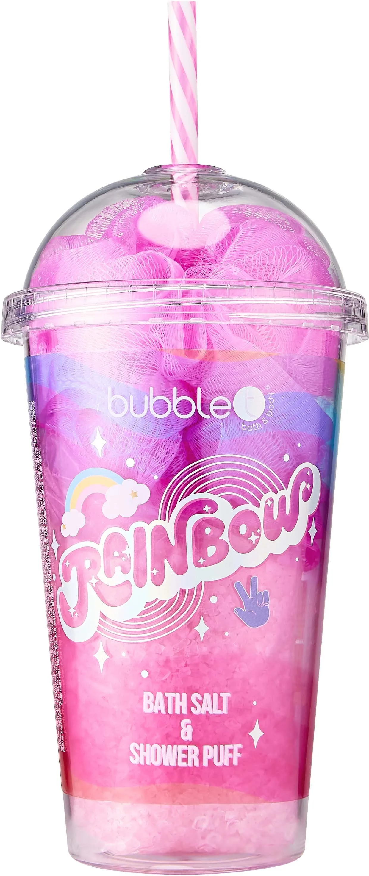 BubbleT Rainbow Bath Salt & Shower Puff