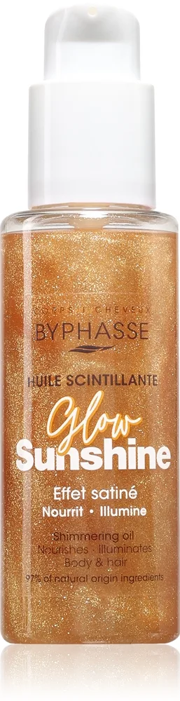 BYPHASSE Glow Sunshine kimalteleva öljy vartalolle ja hiuksille 100 ml