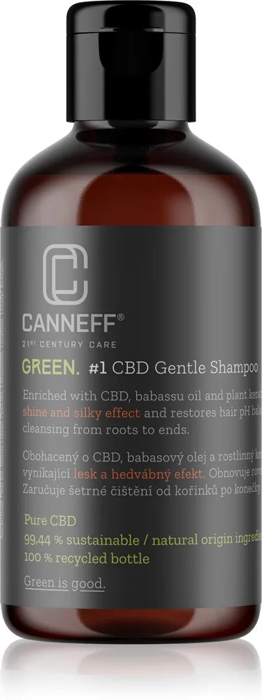 Canneff Green CBD Gentle Shampoo elvyttävä shampoo hiusten kiiltoa ja pehmeyttä lisäävä 200 ml