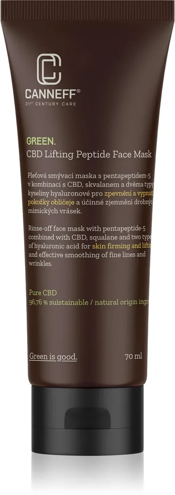 Canneff Green CBD Lifting Peptide Face Mask kohottava ja kiinteyttävä naamio sisältää peptidejä 12 ml
