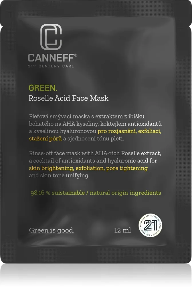 Canneff Green Roselle Acid Face Mask Exfolierande mask Med A.H.A. (Alfa-hydroxisyror) 12 ml