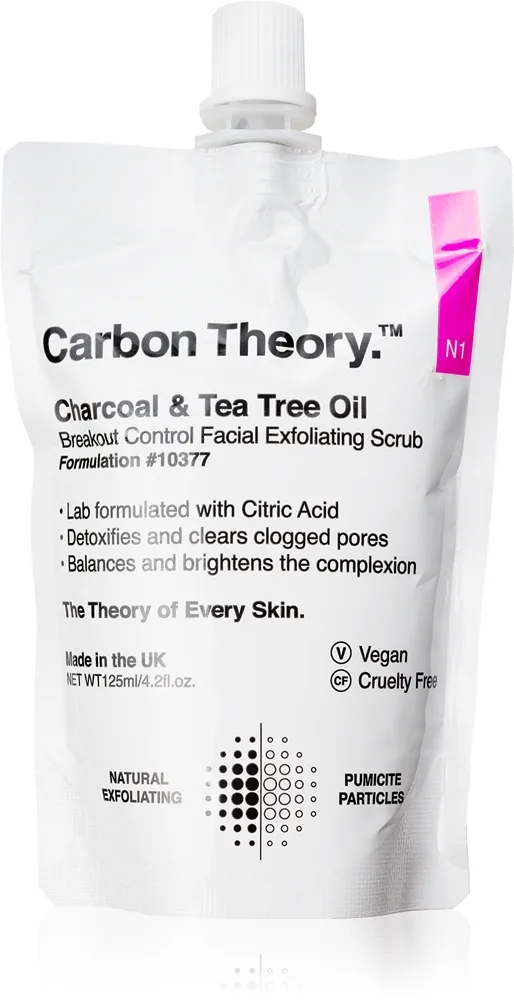 Carbon Theory Charcoal & Tea Tree Oil Exfolierande ansiktsrengöring för problematisk hud, akne 125 ml