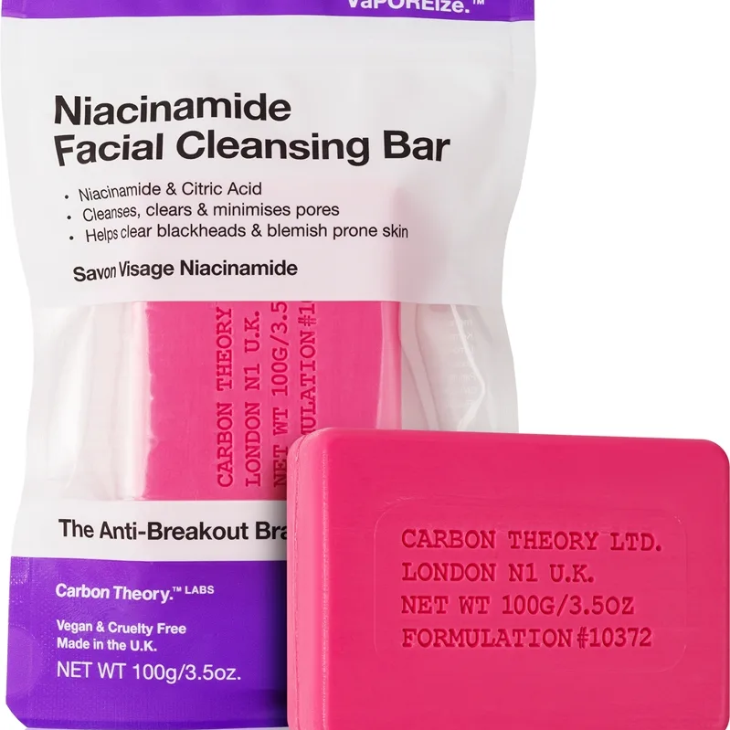 Carbon Theory Facial Cleansing Bar Niacinamide Rengöringstvål för ansikte Pink 100 g