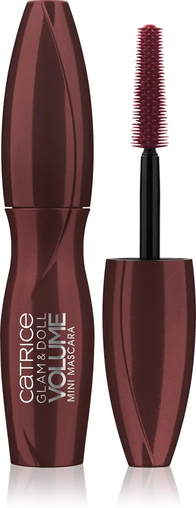 Catrice ETERNAL RED Glam & Doll Volume Mini-maskara För volym och lockar Skugga C01 Burgundy 5.5 ml