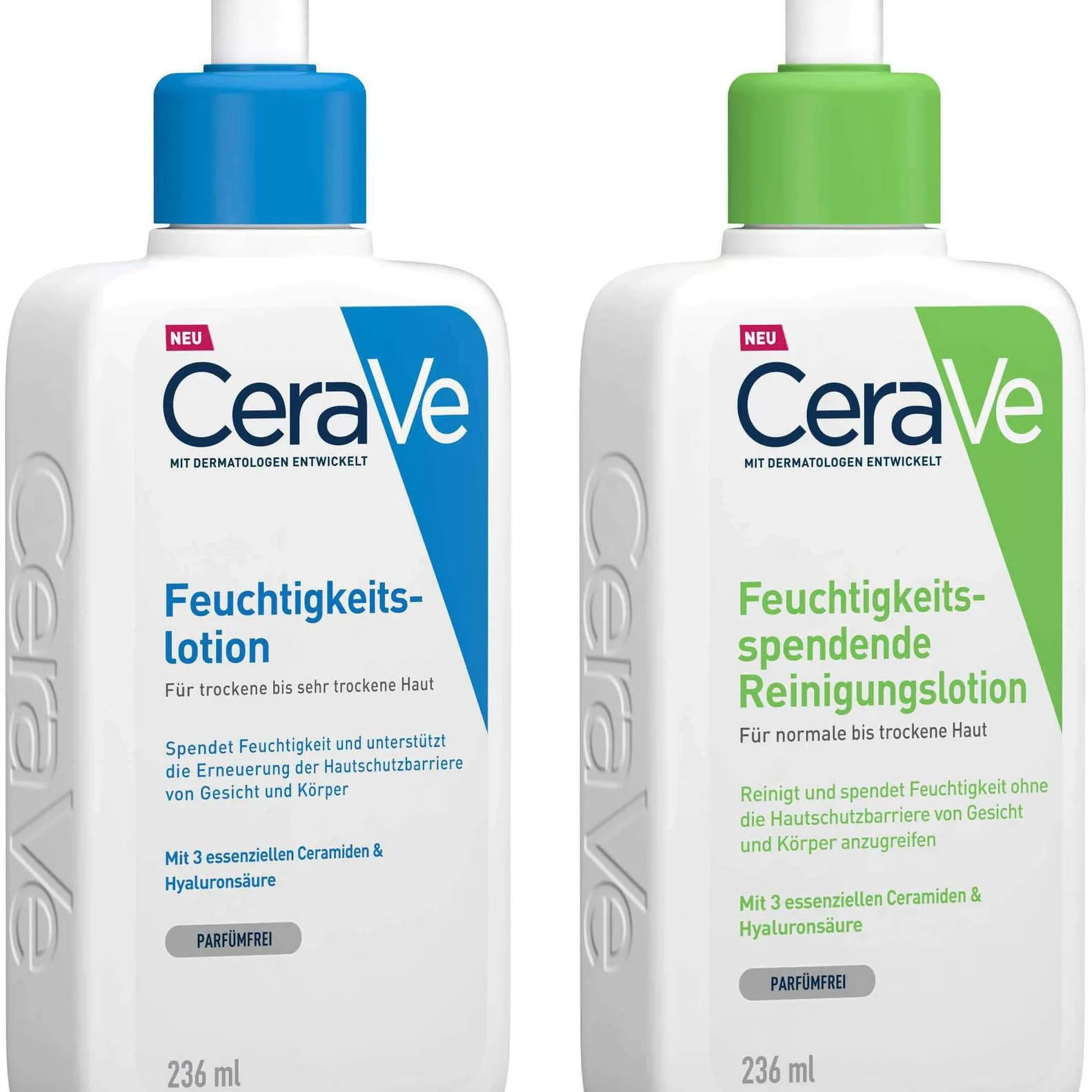 CeraVe Feuchtigkeitslotion 236 ml + Feuchtigkeitsspendende Reinigungslotion 236 ml - Feuchtigkeits- & Reinigungslotion