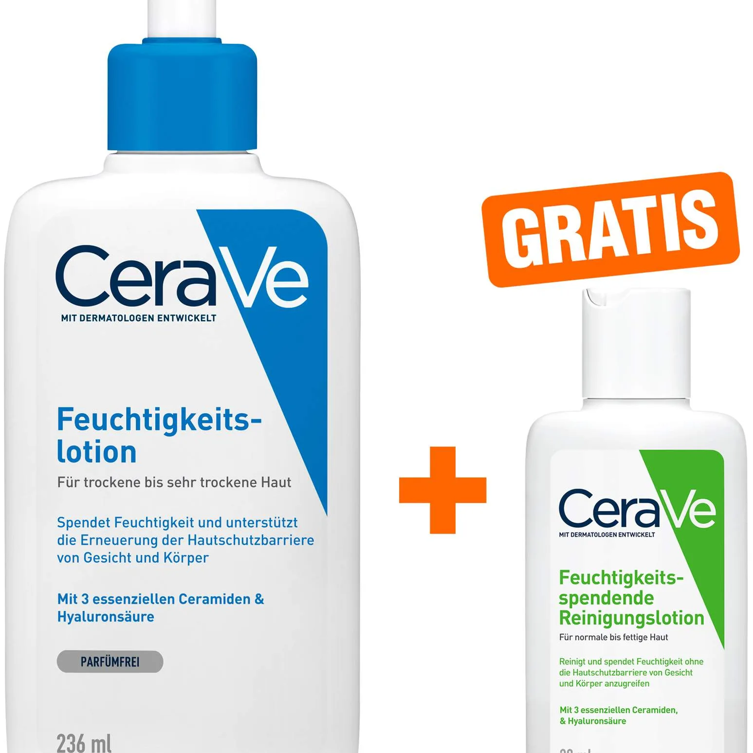 CeraVe Feuchtigkeitslotion 236 ml + gratis feuchtigkeitsspendende Reinigungslotion 20 ml - Zur Körperpflege
