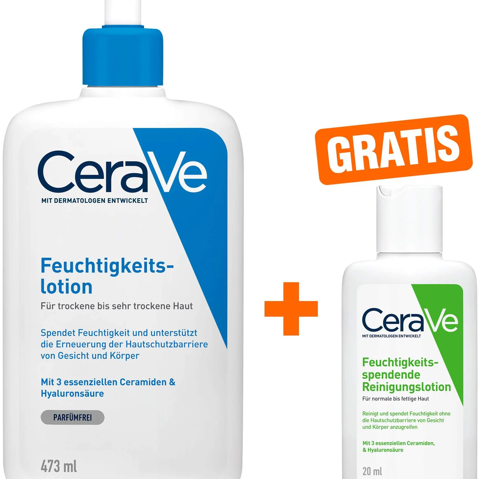 CeraVe Feuchtigkeitslotion 473 ml + gratis 20 ml Reinigungslotion - Körperpflege