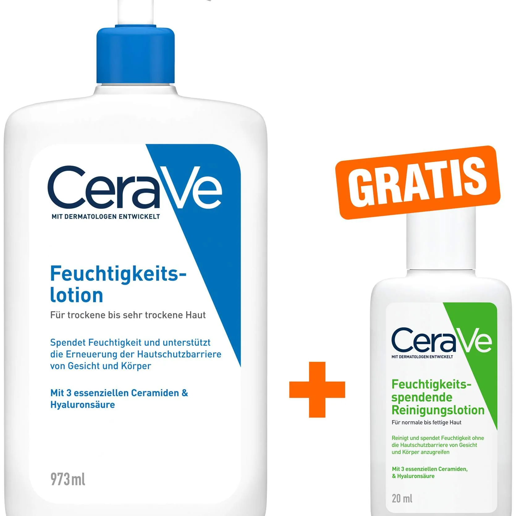 CeraVe Feuchtigkeitslotion 976 ml + gratis feuchtigkeitsspendende Reinigungslotion 20 ml - Körperpflege