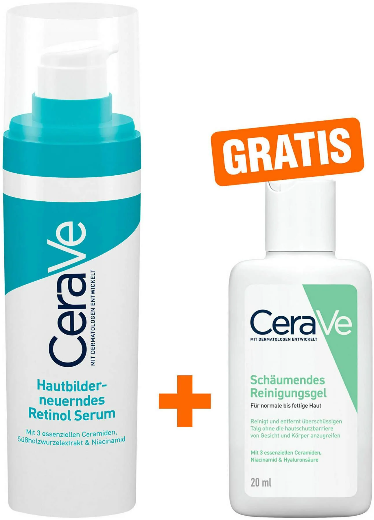 Cerave hautbilderneuerndes Retinol 30 ml + gratis schäumendes Reinigungsgel 20 ml - Hautbilderneuerndes Retinol Serum