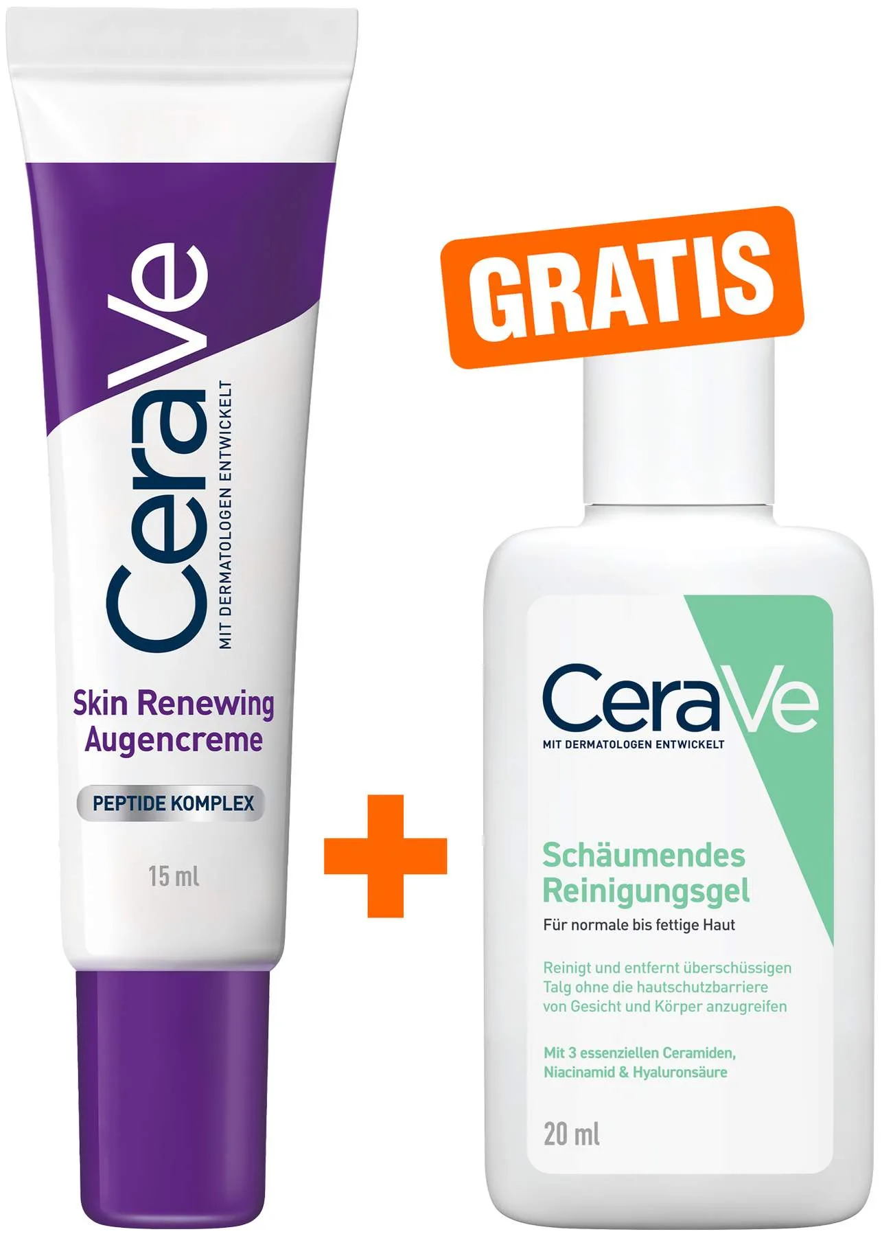 Cerave Skin Renewing Augencreme 15 ml + gratis CeraVe schäumendes Reinigungsgel 20 ml - Augenpflege