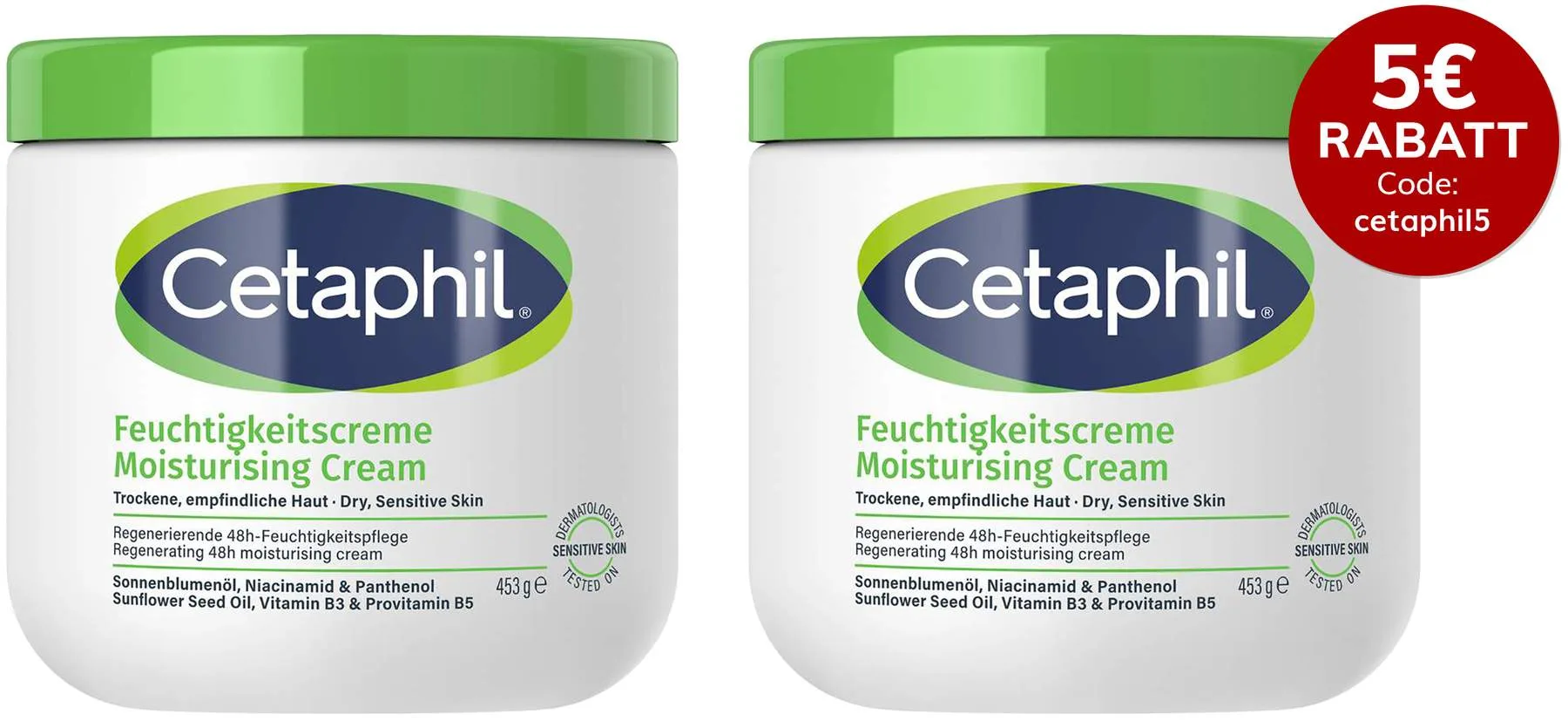 Cetaphil Feuchtigkeitscreme 2 x 453 g - Bei trockener Haut