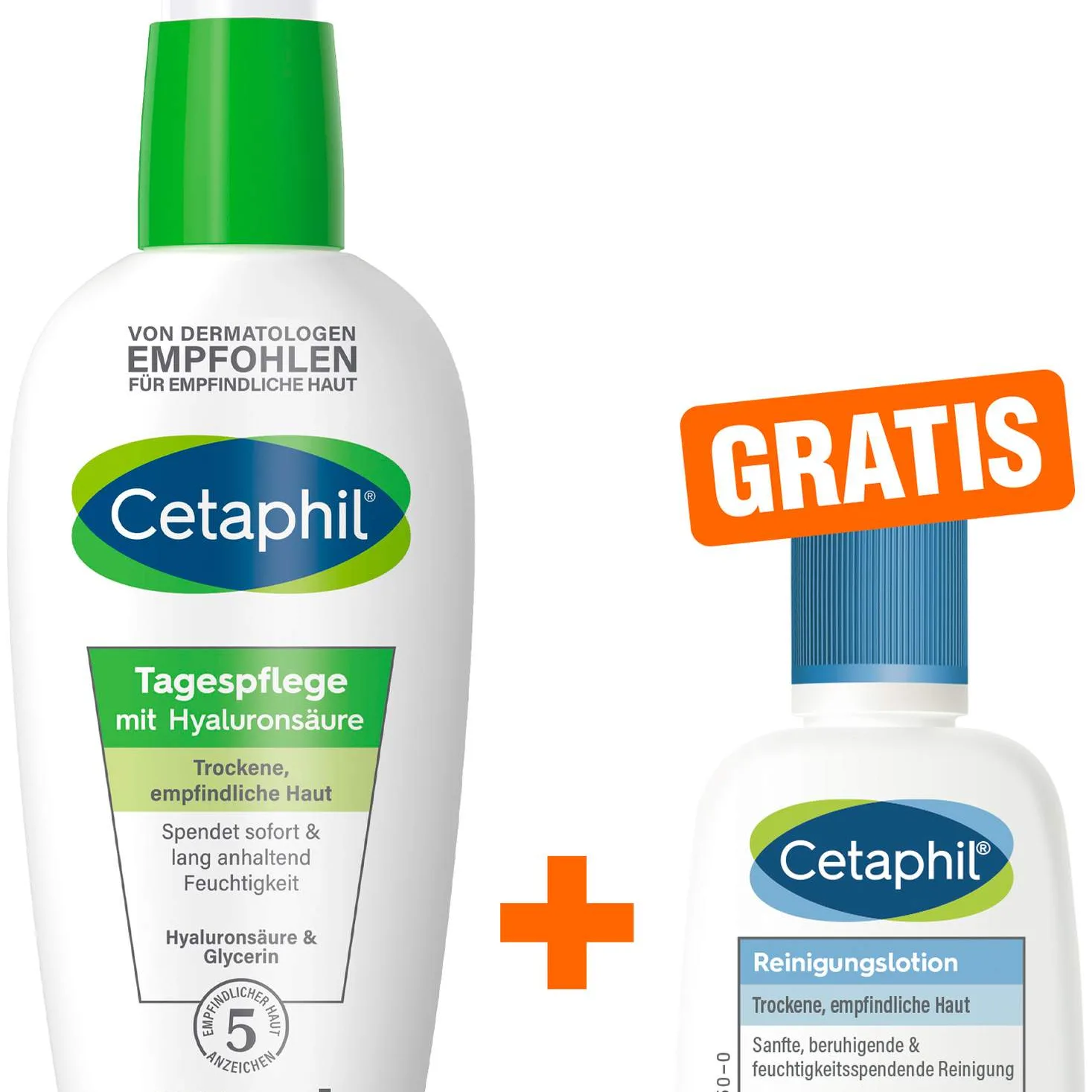 Cetaphil Tagespflege mit Hyaluronsäure 88 ml Creme + gratis Reinigungslotion 29 ml - Zur Gesichtspflege