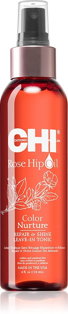 CHI Rose Hip Oil Repair and Shine Leave-in hoitovesi värjätyille ja vaurioituneille hiuksille 118 ml