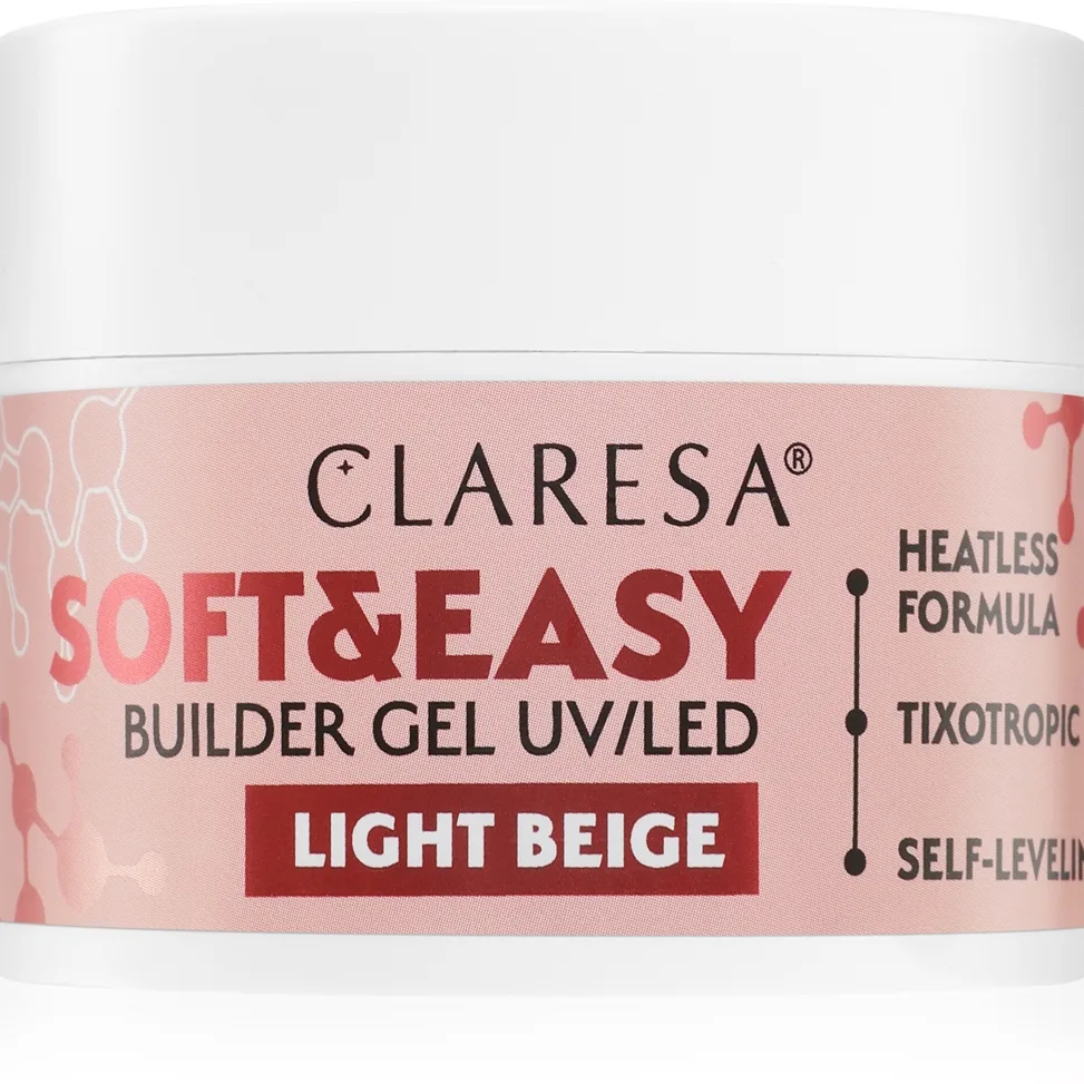 Claresa Soft&Easy Builder Gel pohjustusgeeli kynsiin sävy Light Beige 45 g