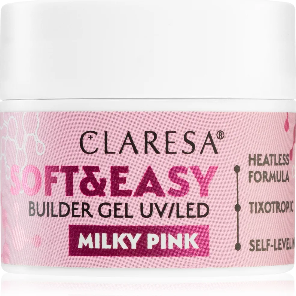 Claresa Soft&Easy Builder Gel pohjustusgeeli kynsiin sävy Milky Pink 12 g