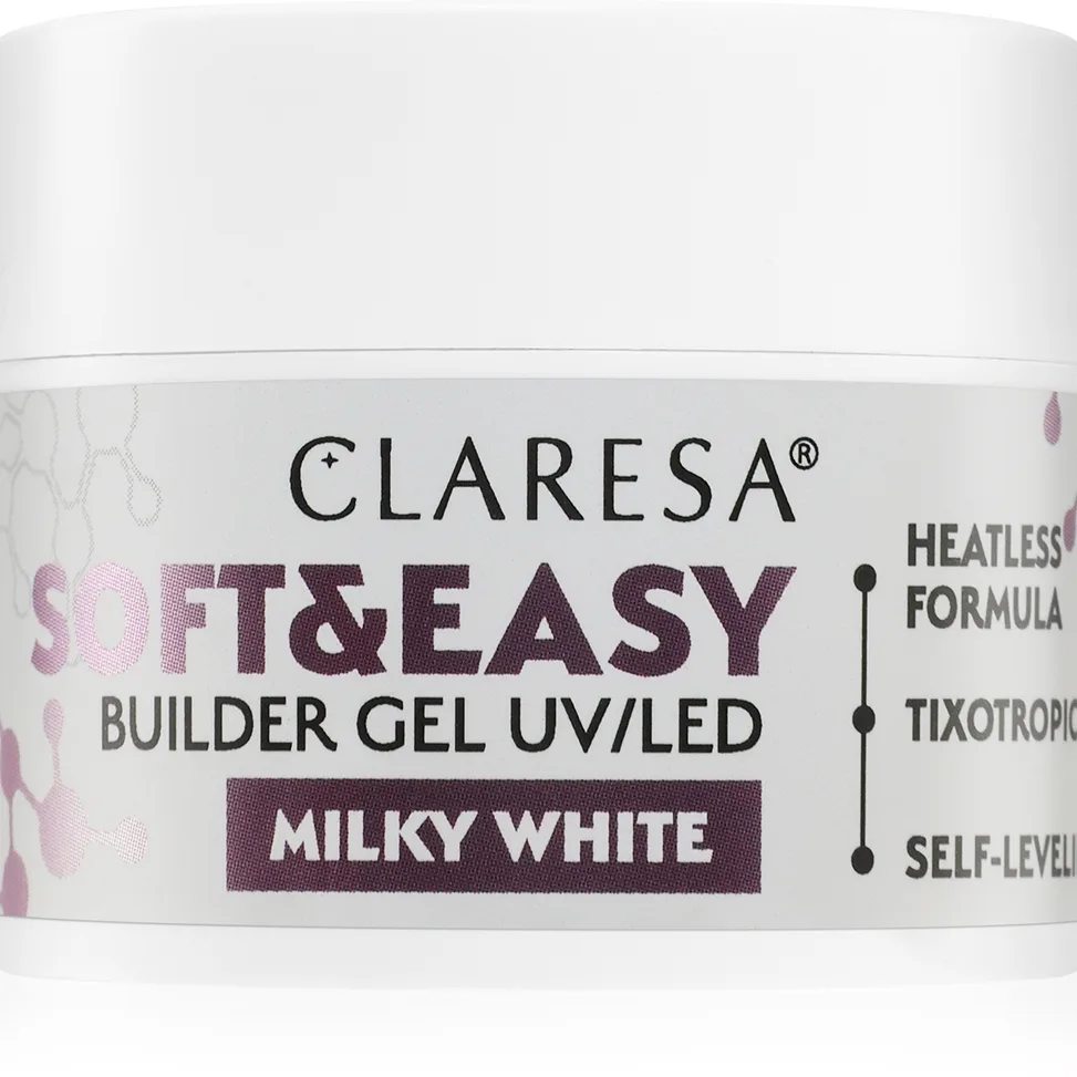 Claresa Soft&Easy Builder Gel pohjustusgeeli kynsiin sävy Milky White 12 g