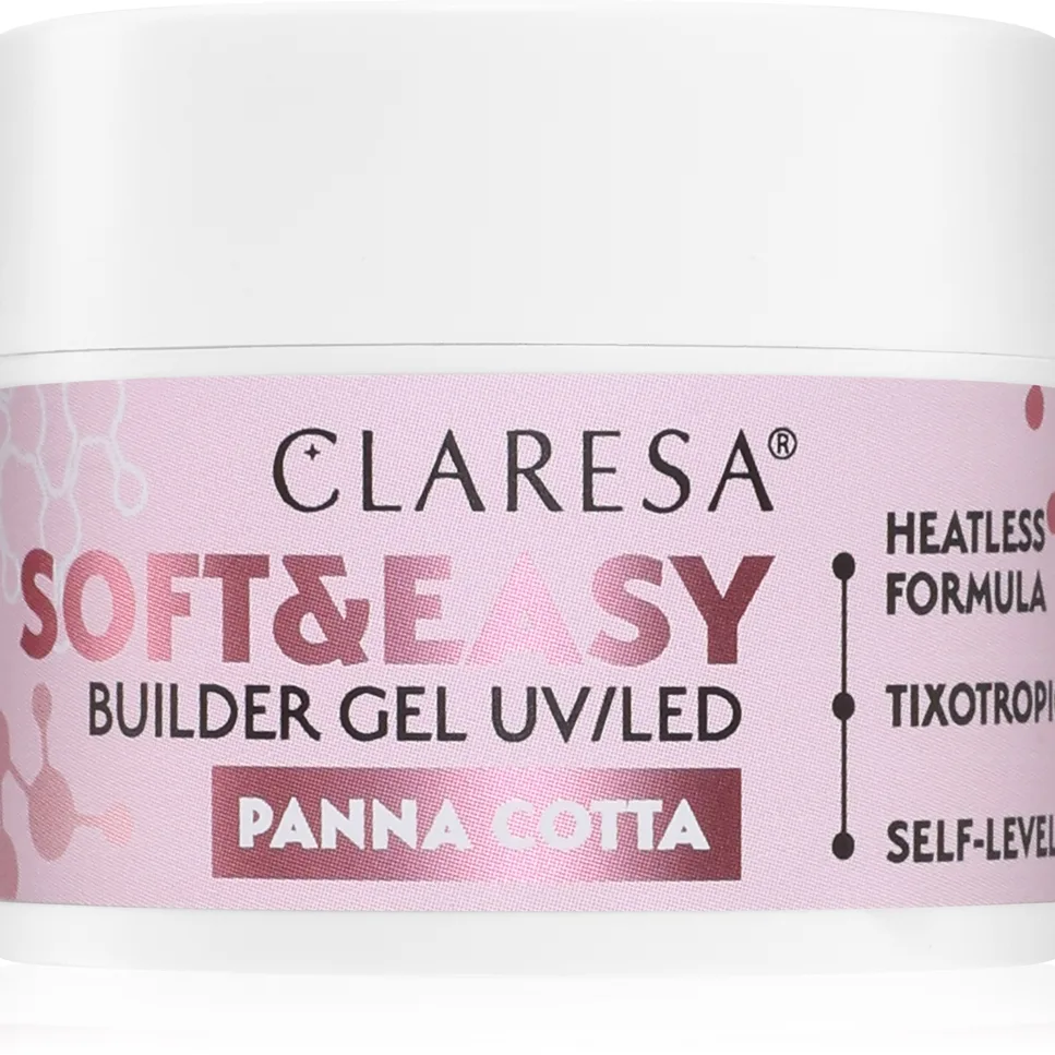 Claresa Soft&Easy Builder Gel styrkende gel-underlak til negle Skygge Panna Cotta 12 g