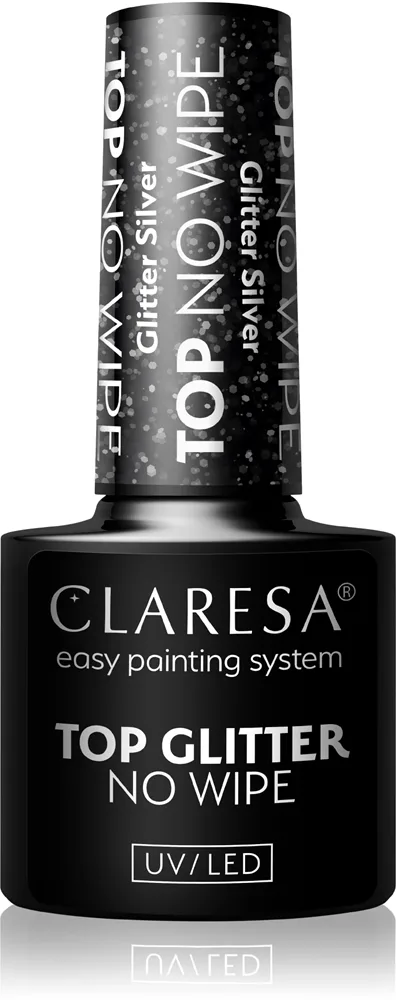 Claresa UV/LED Top Glitter No Wipe Overlak gel glitrende Skygge Glitter Silver 5 g