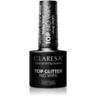 Claresa UV/LED Top Glitter No Wipe geelimäinen päällyslakka kimalteleva sävy Glitter Silver 5 g