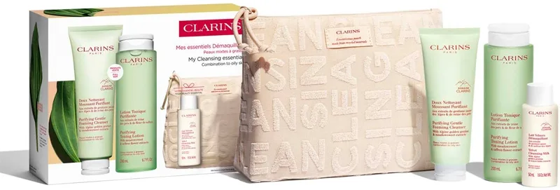 Clarins Cleansing Essentials Combination To Oily Skin lahjasetti rasvoittuvalle ja sekaiholle