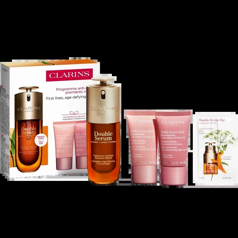 Clarins Dobbelt serum og multiaktivt gavesett for alle hudtyper