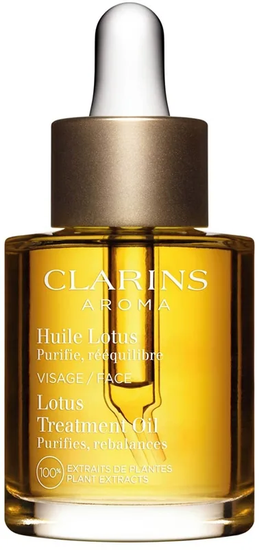 Clarins Lotus Treatment Oil Genoprettende og udglattende ansigtsolie dag og nat 30 ml