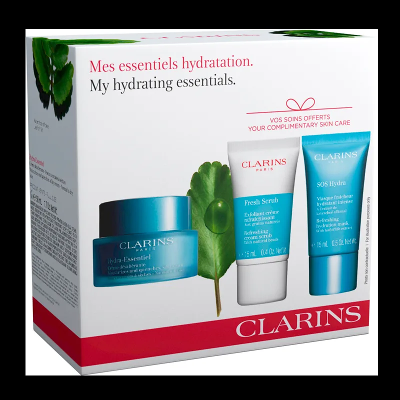 Clarins Set: Hydra Day, Fresh Scrub, SOS Hydra Mask (80 ml)