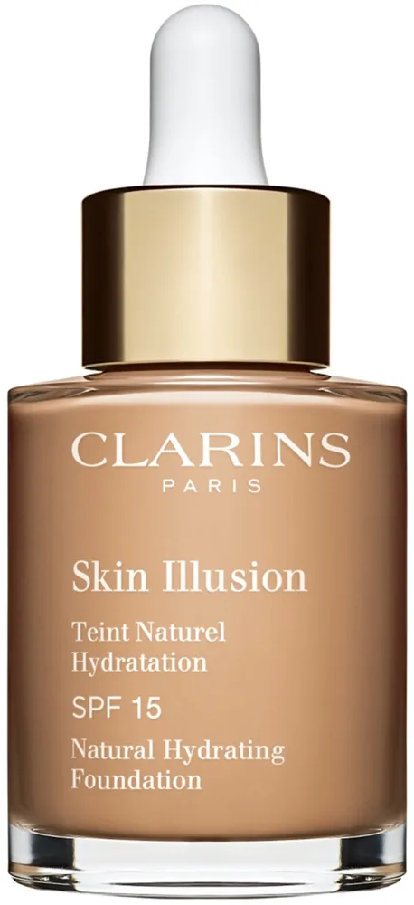 Clarins Skin Illusion Natural Hydrating Foundation Fugtgivende makeup som lysner SPF 15 Skygge 108,5W Cashew 30 ml