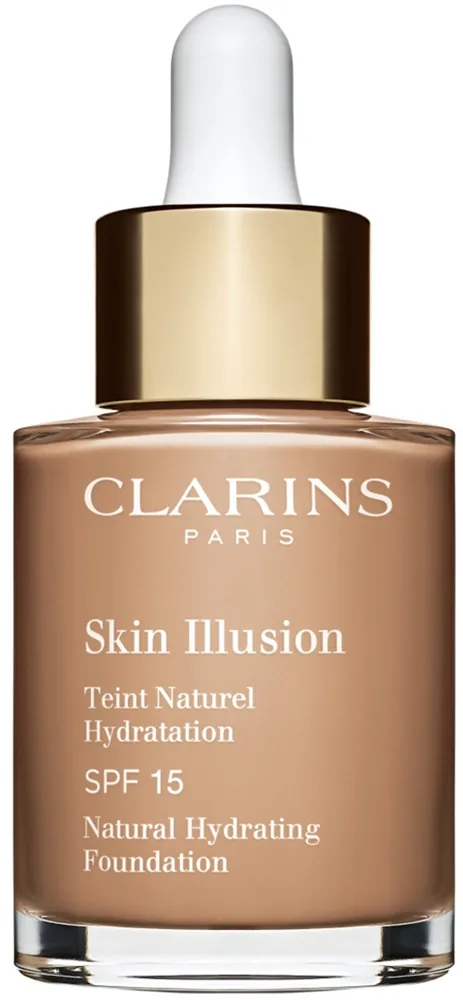 Clarins Skin Illusion Natural Hydrating Foundation Fugtgivende makeup som lysner SPF 15 Skygge 112C Amber 30 ml