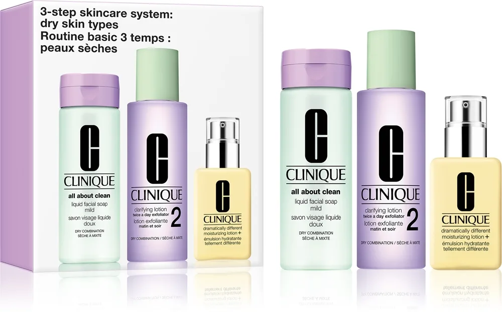 Clinique 3 Steps Skincare Systeme Dry Skin Types Gavesæt til tør hud