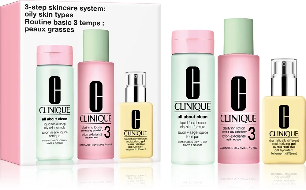 Clinique 3 Steps Skincare Systeme Oily Skin Types Gavesæt til fedtet hud