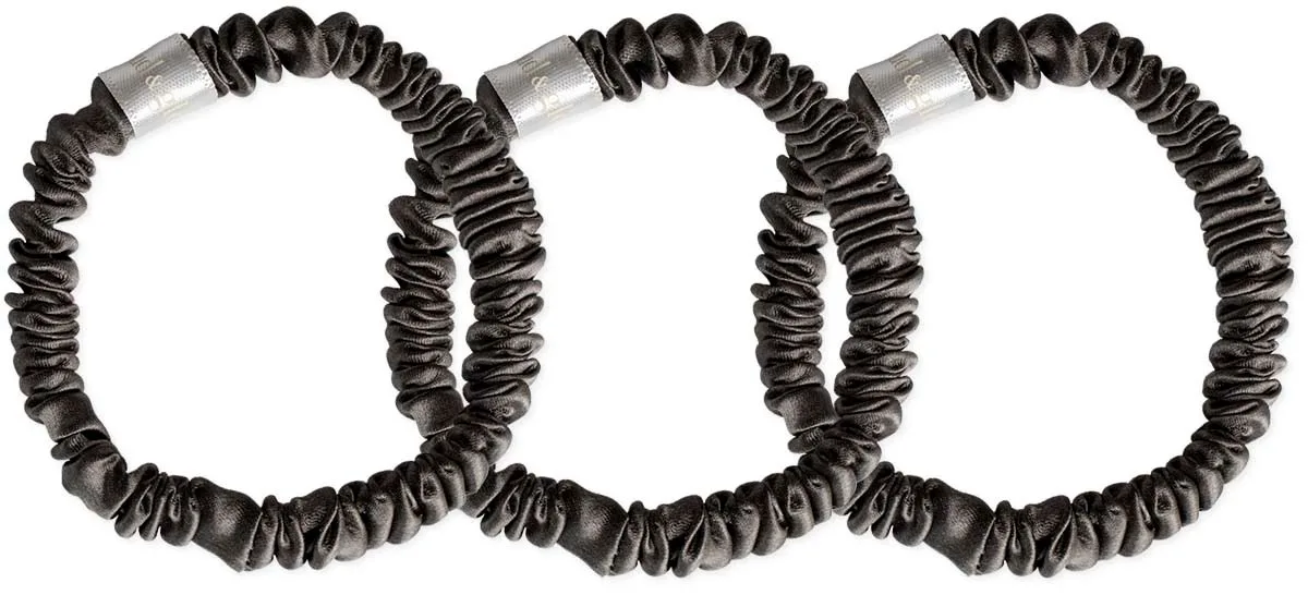 Cloud & Glow Silk Scrunchies 1 cm Charcoal