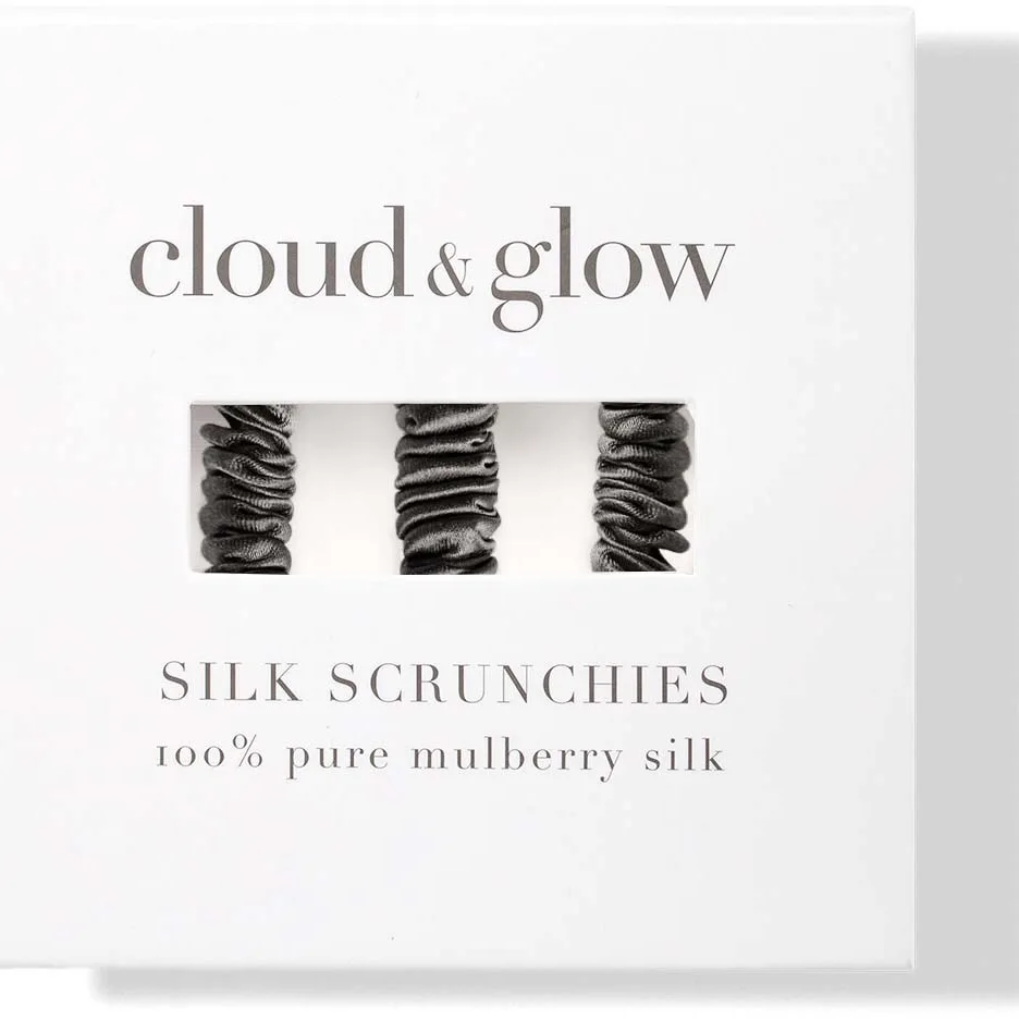 Cloud & Glow Silk Scrunchies 1 cm Charcoal