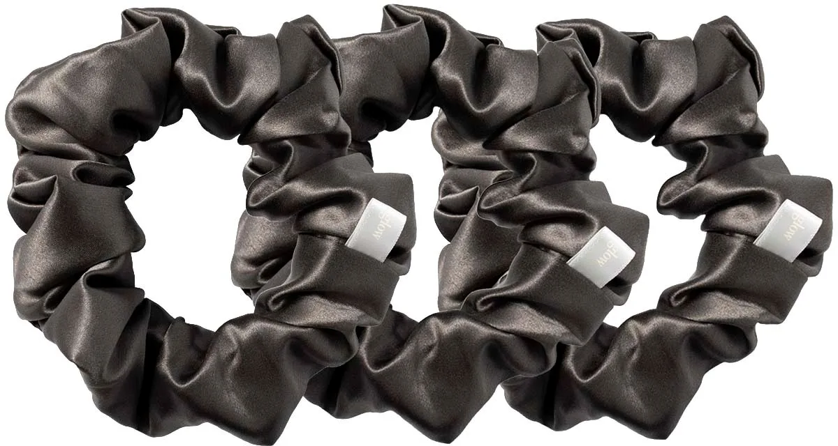 Cloud & Glow Silk Scrunchies 4 cm Charcoal