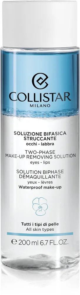 Collistar Cleansing Two-phase Make-up Removing Solution Eyes-Lips Bi-fasig borttagare för vattentätt smink för ögon och läppar 200 ml