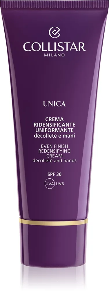 Collistar Unica Even Finish Redensifying Cream kiinteyttävä voide dekolteen ja rintojen iholle SPF 30 75 ml