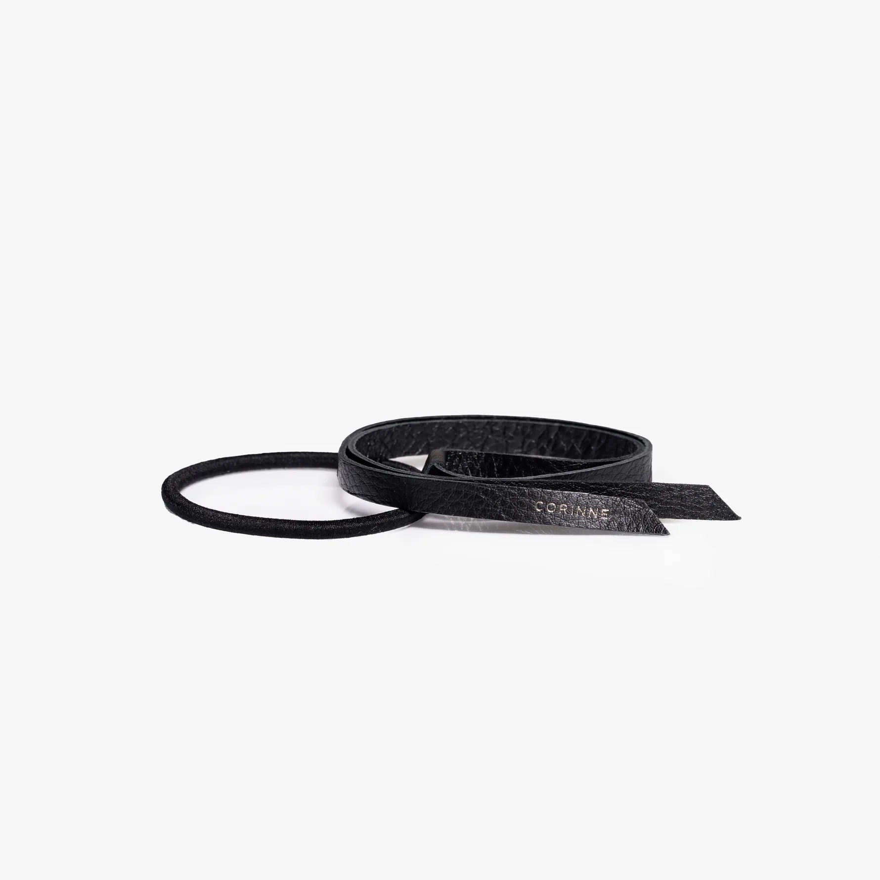 Leather Band Short Narrow Black