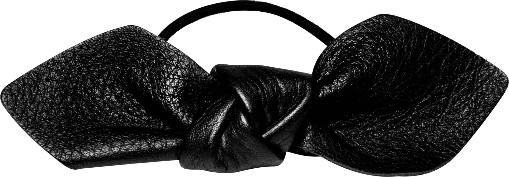 Corinne Leather Bow Big Hair Tie Black