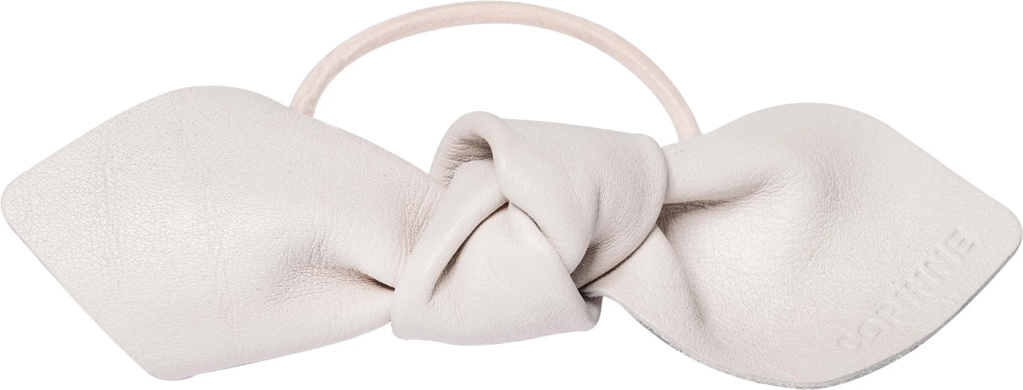 Corinne Leather Bow Big Hair Tie Cream