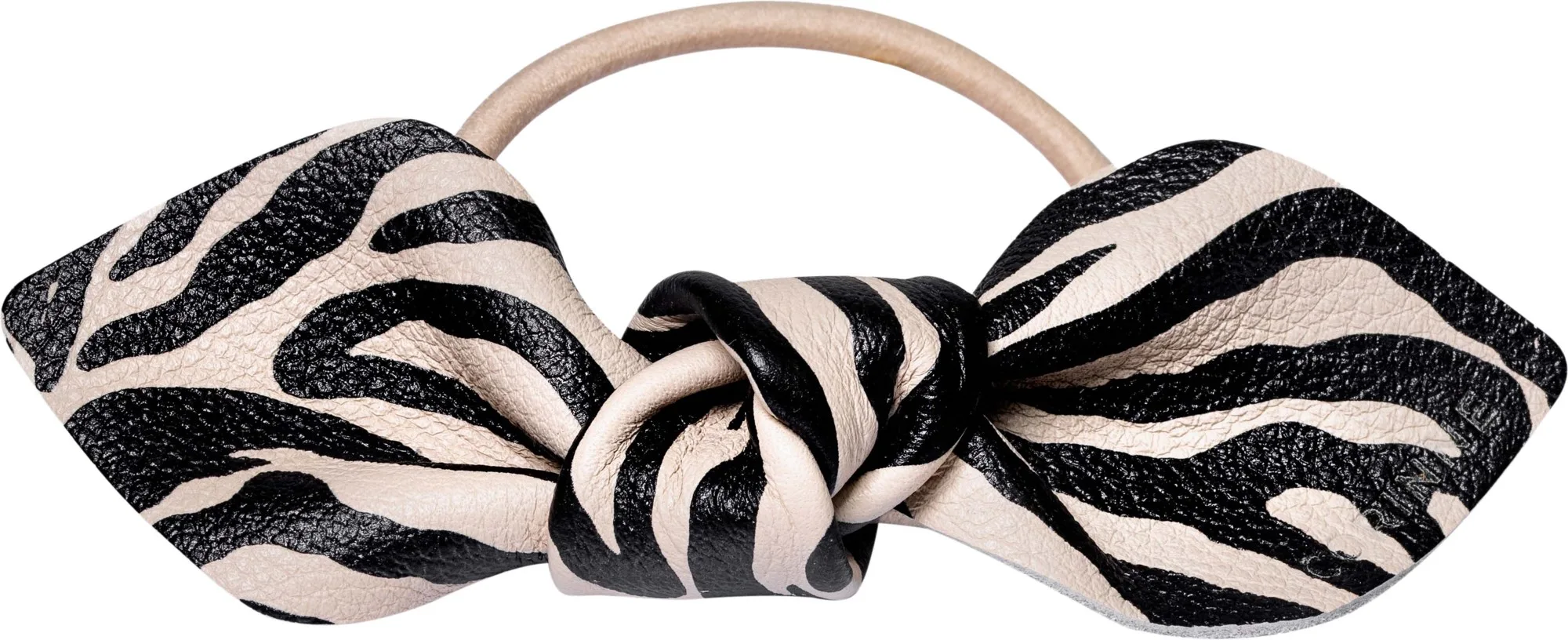 Corinne Leather Bow Big Hair Tie Zebra