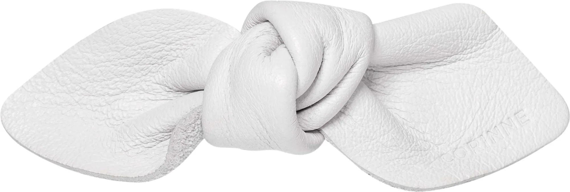 Corinne Leather Bow Small On Hair Clip White