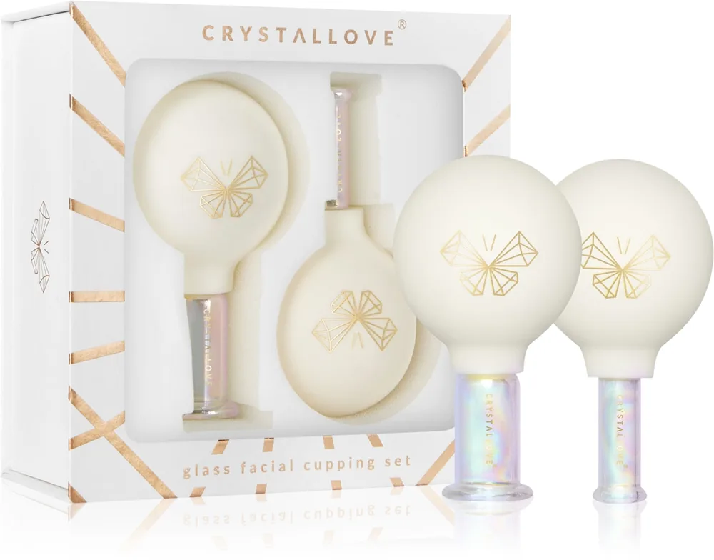 Crystallove Glass Facial Cupping Set uppsättning massageverktyg för ansikte, hals och bröst 2 st.