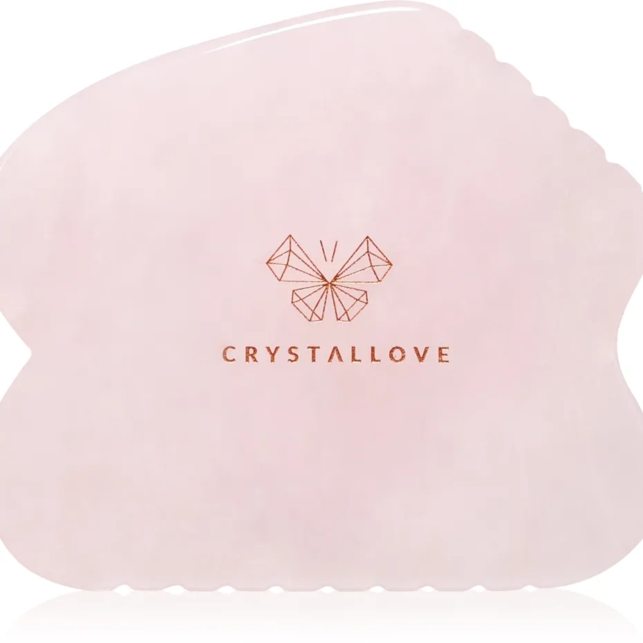 Crystallove Rose Quartz Contour Gua Sha massagehjälpmedel för ansikte 1 st.