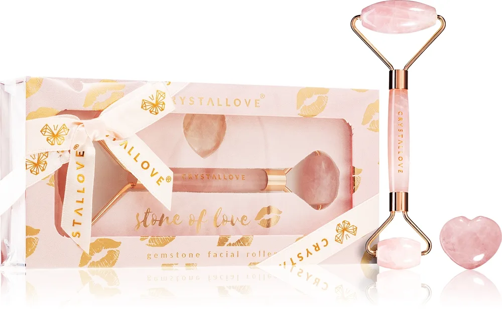 Crystallove Rose Quartz Selflove Set hierontarulla kasvoille ja hierontaväline