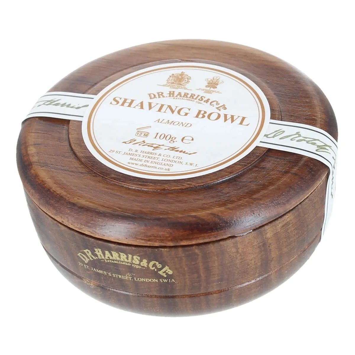 D.R. Harris & Co. Ltd Mandel Barbersæbe i Mahogni træskål, 100 gr.