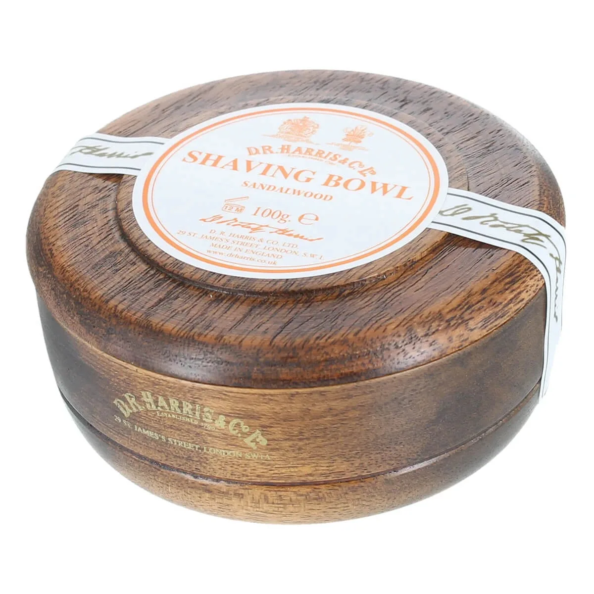 D.R. Harris & Co. Ltd Sandeltræ Barbersæbe i Mahogni træskål, 100 gr.
