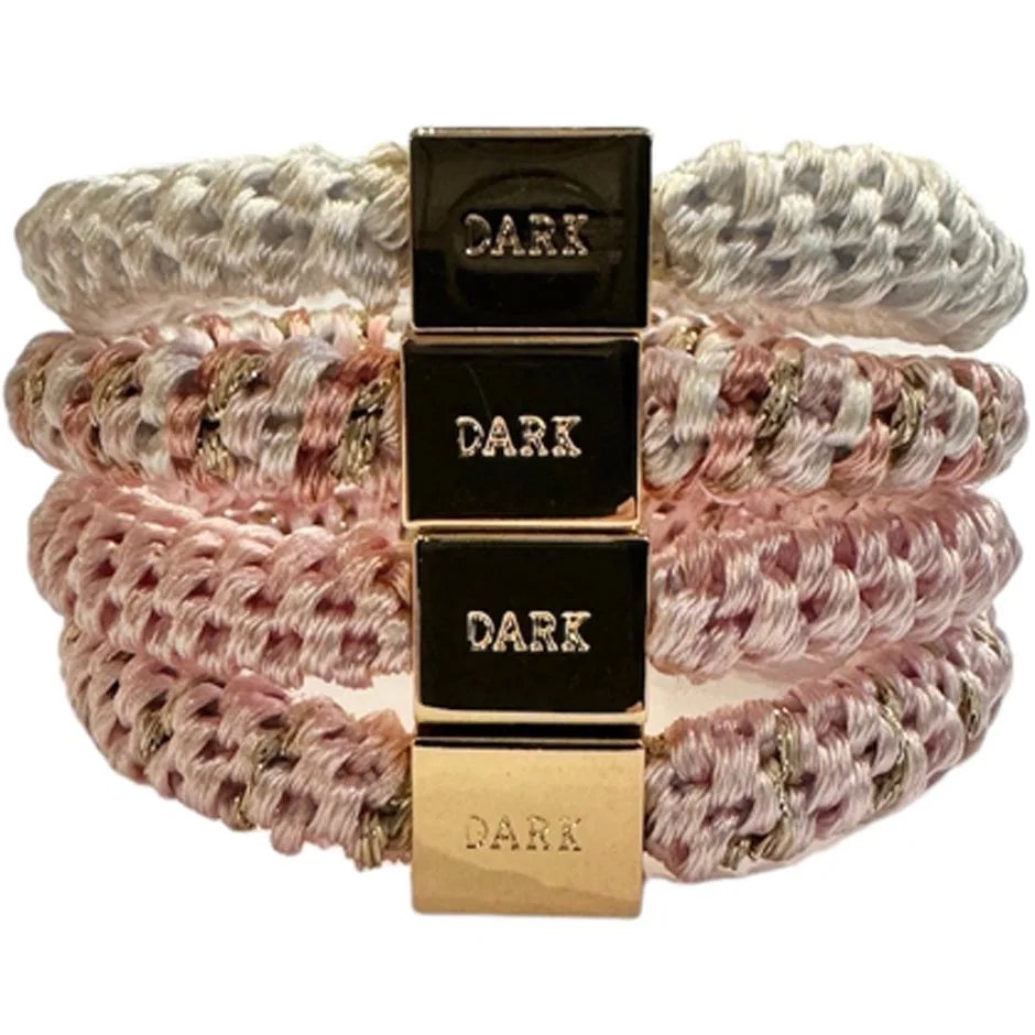 Dark Fat Hair Ties 4 pk Combo Rose Quartz Mix W/Gold