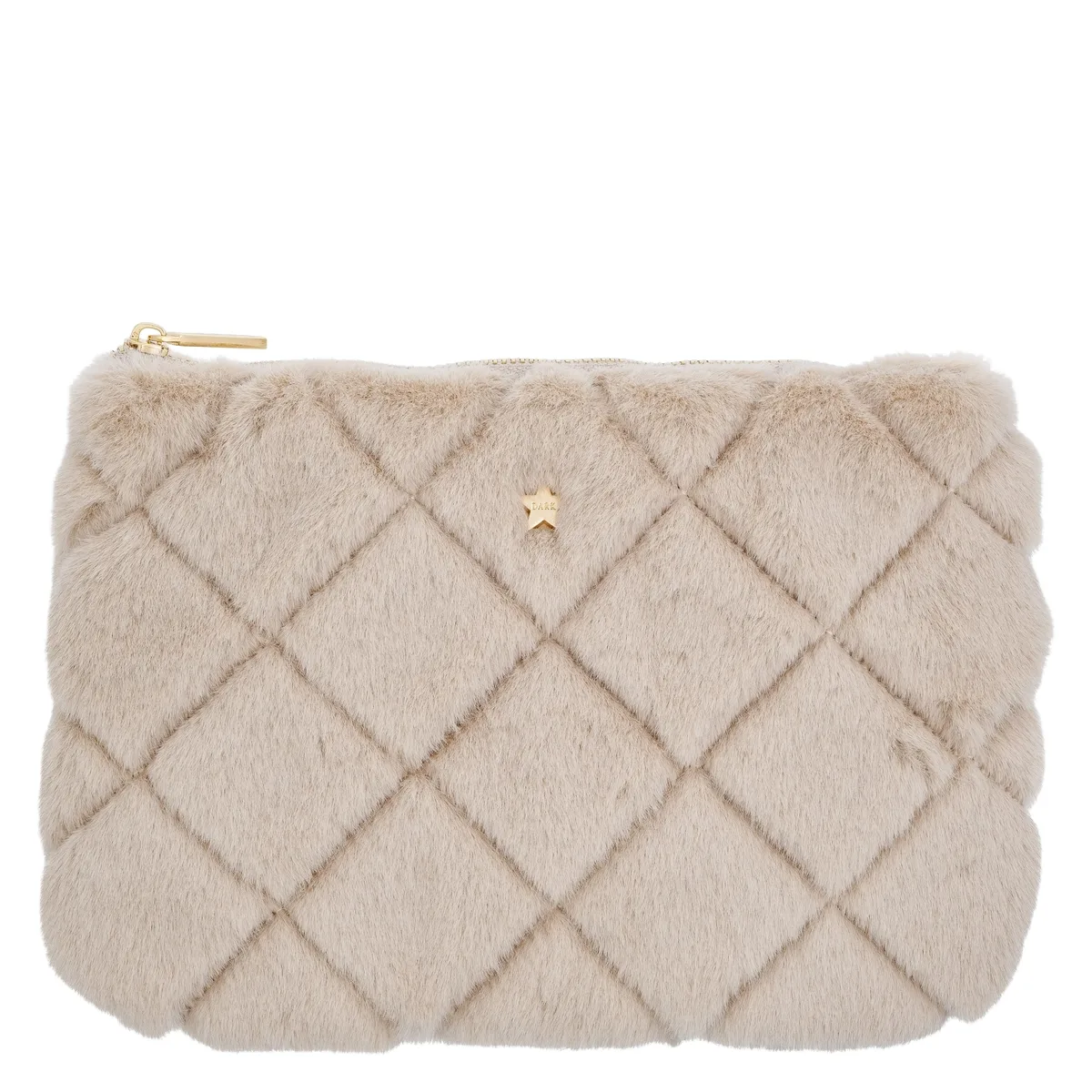 DARK Faux Fur Quilted Small Pouch Pale Rose