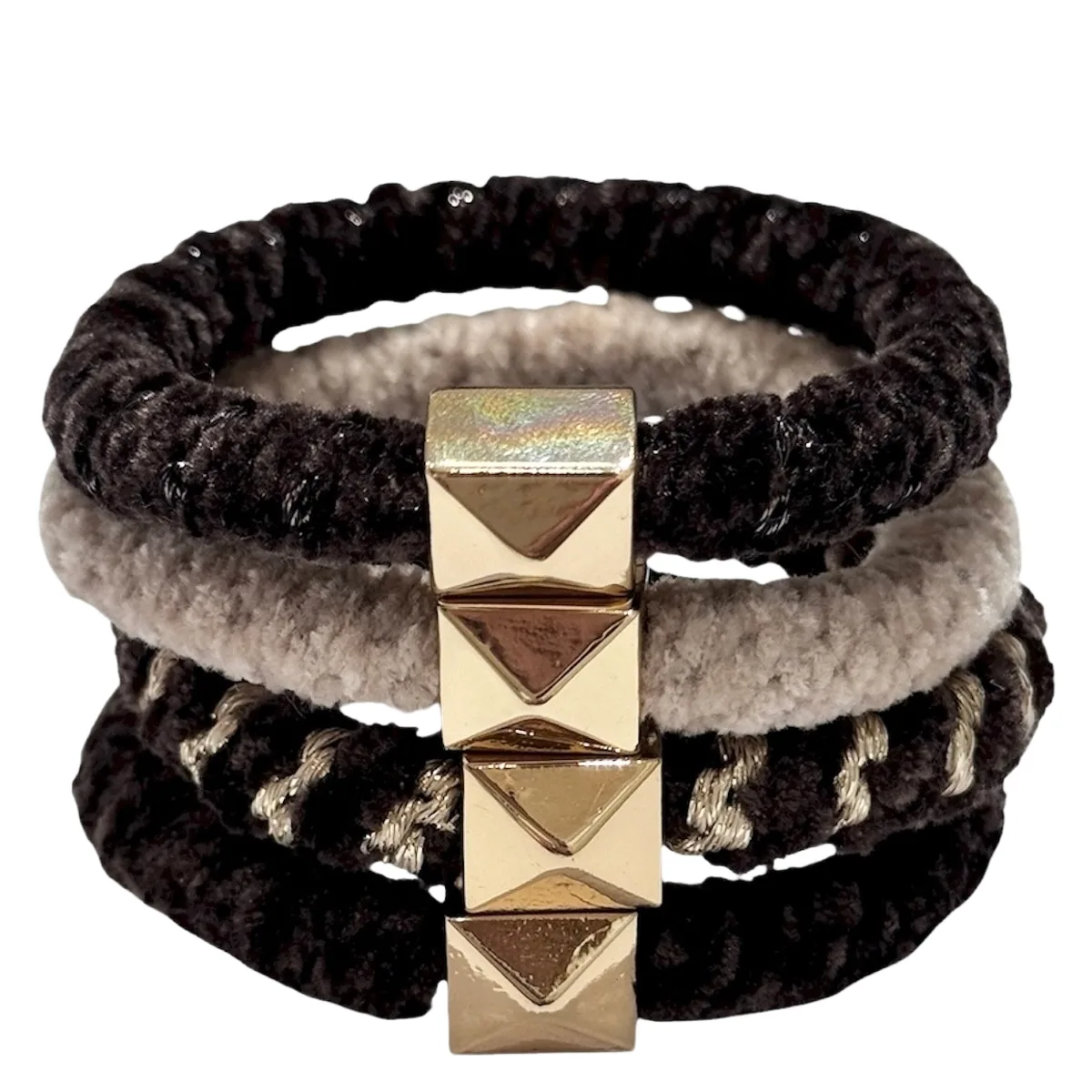 DARK Fluffy Fat Hair Ties Chocolate Brown Mix 4pcs