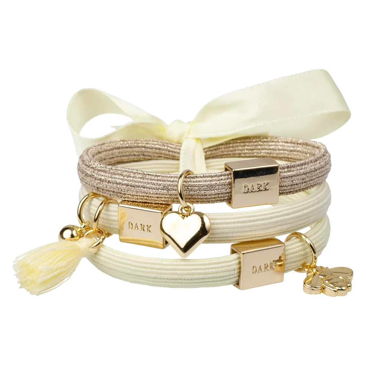 DARK Hair Ties Charm Combo Yellow 3 st
